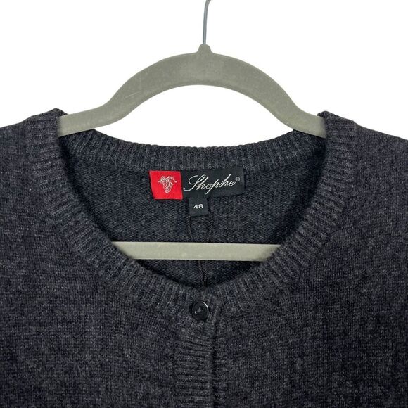 Shephe Sweater Womens Extra Large Gray Charcoal Chasmere Cardigan Kurt Cobain - Picture 2 of 10